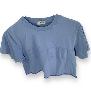 NASH Embossed Branded Baby T Shirt Cropped Baby Blue Juniors Size Small